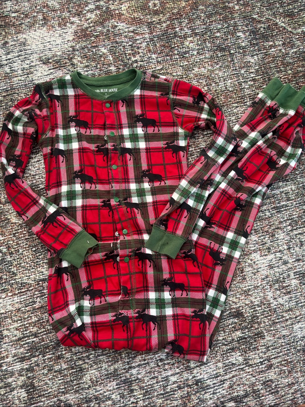 Red Plaid Moose Pajama Set